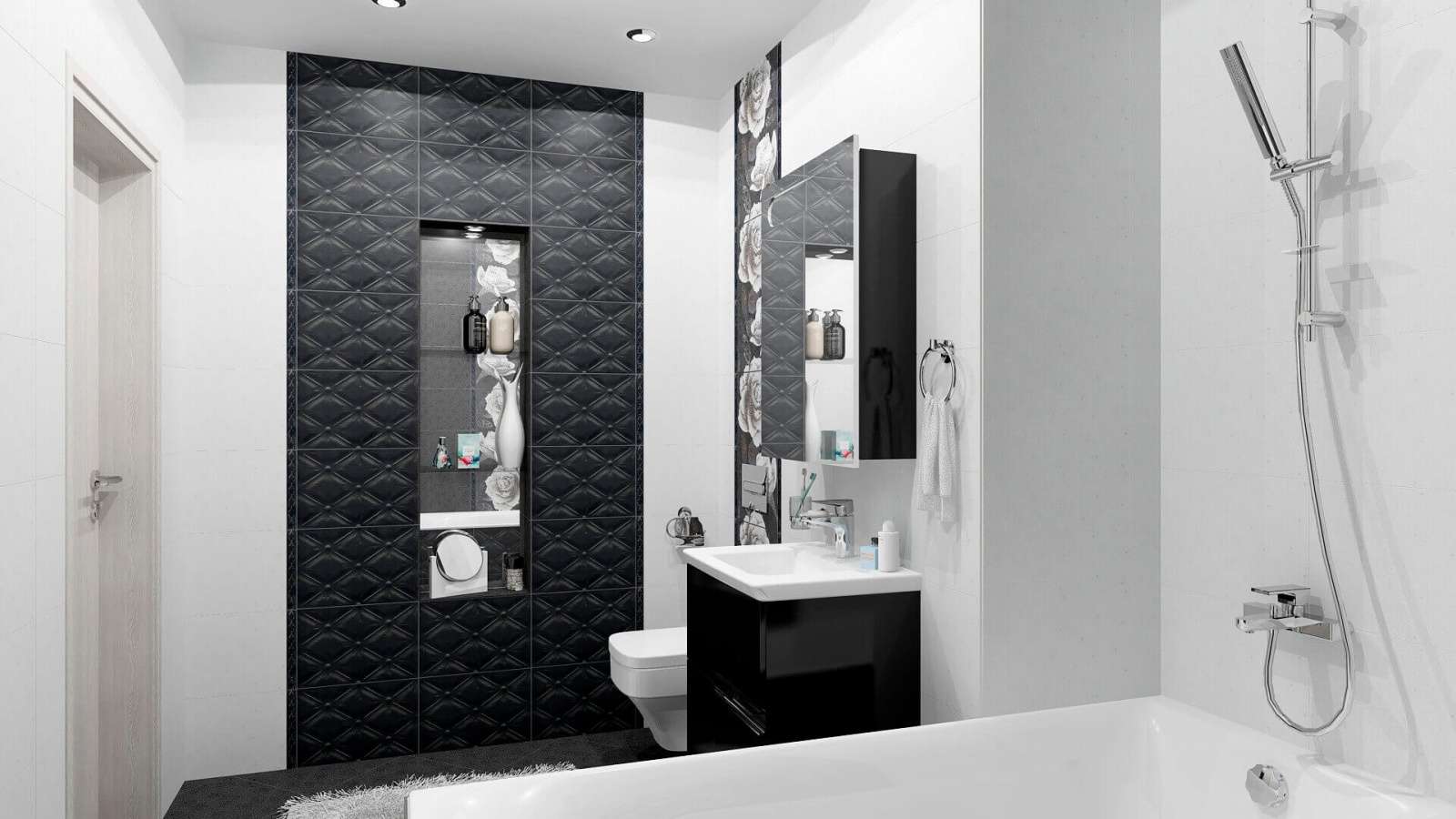 Черно белый кафель в ванной фото дизайн