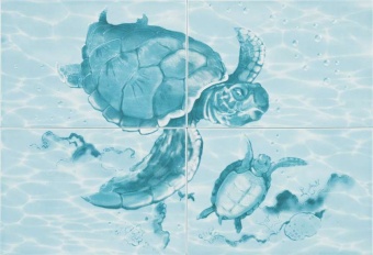 Лагуна ПН77Ч / PWU07LAG1 Панно "Черепахи" 49,8х72,8 (из 4 плиток)