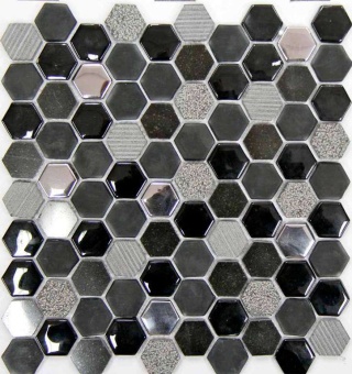 Стеклянная мозаика Hexagono Negro 30.5x30.2