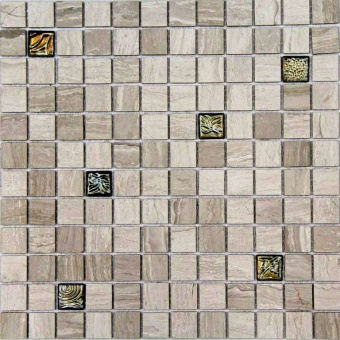 Мозаика из натурального камня Wooden Grey + Pandora 31.6x31.6