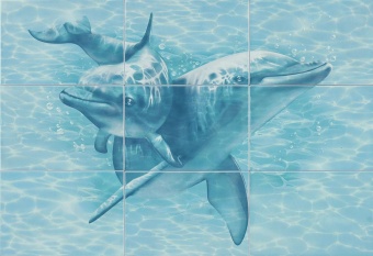 Лагуна 76Д / PWU07LAG2 Панно "Дельфины" 74,7х109,2 (из 9 плиток)