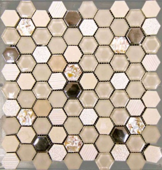 Стеклянная мозаика Hexagono Beige 30.5x30.2